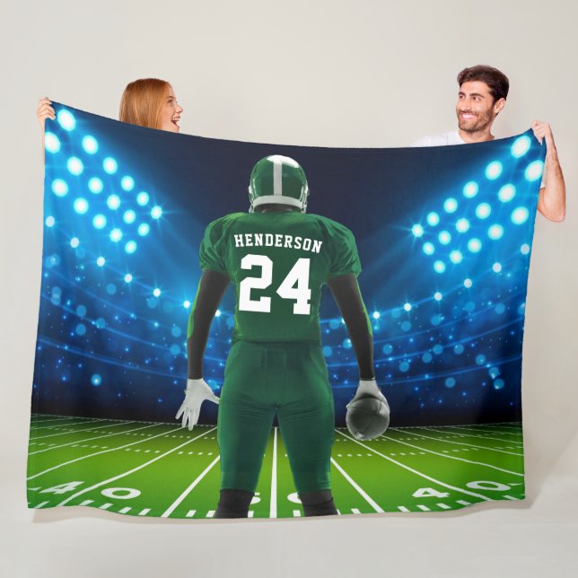 Manta Polar Jugador de Fútbol Personalizado de Jersey Verde (In situ)