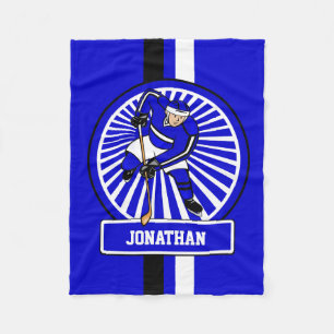 Manta Polar Jugador de hockey sobre hielo azul personalizado