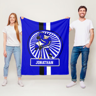 Manta Polar Jugador de hockey sobre hielo azul personalizado
