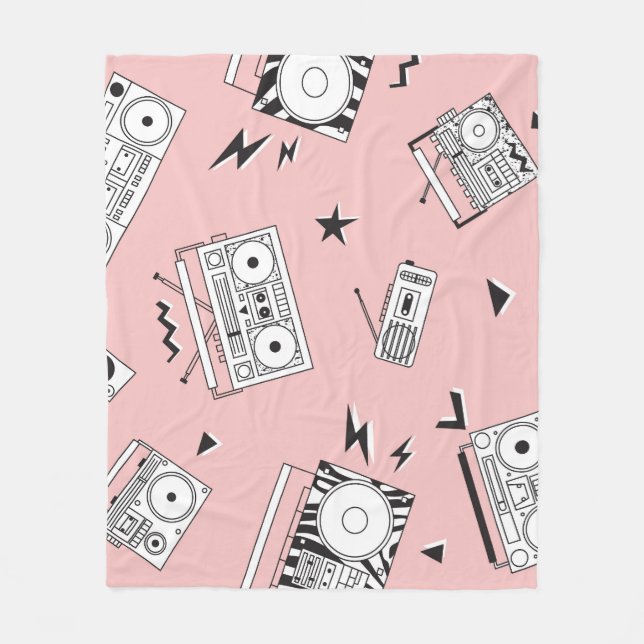 Manta Polar Jugadores de cassette antiguos: patrón retro. (Anverso)