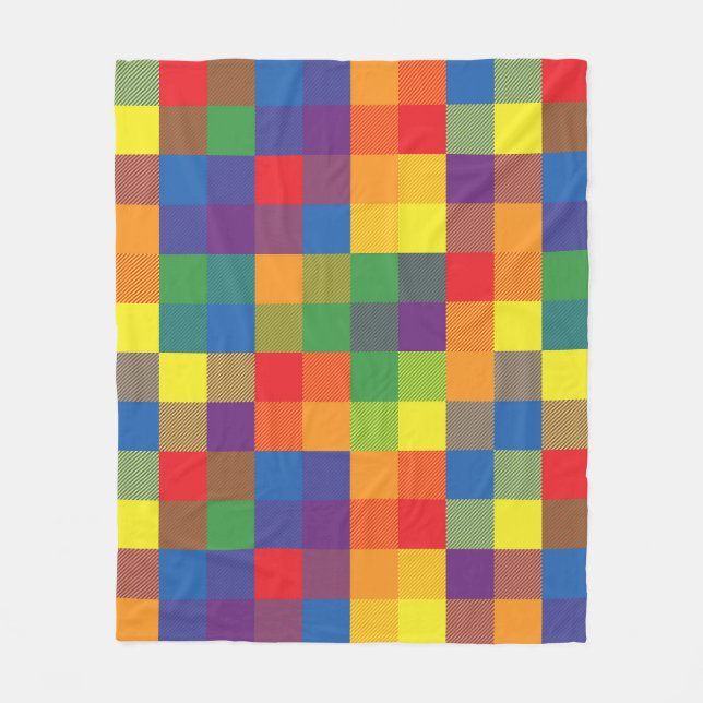 Manta Polar Juguete de orgullo de búfalo arco iris Check (Anverso)