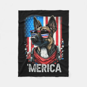 Manta Polar Julio Patriótico Belga Malinois Dog Merica