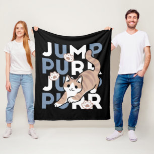 Manta Polar Jump Purr Jump: Playful Cat Design con arte divert