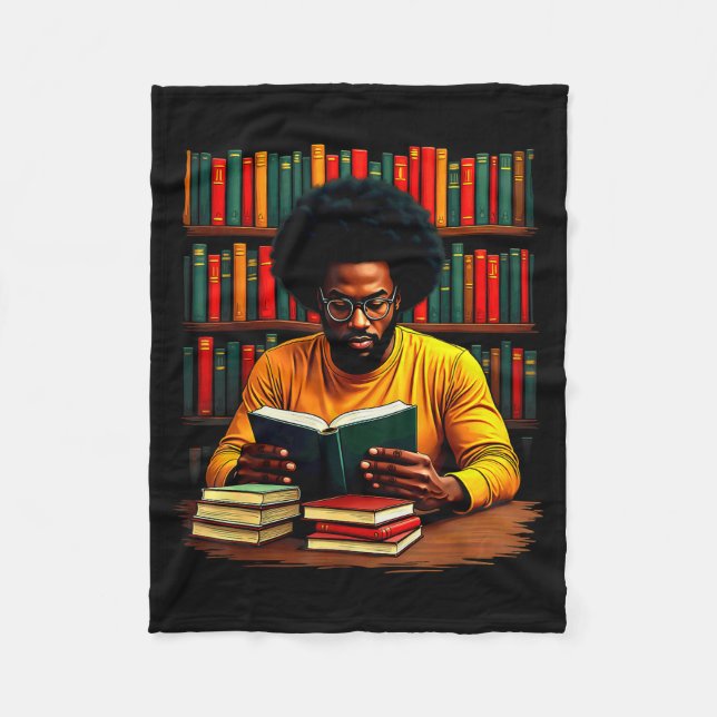 Manta Polar Juneteenth Black Man Reading Books  (Anverso)