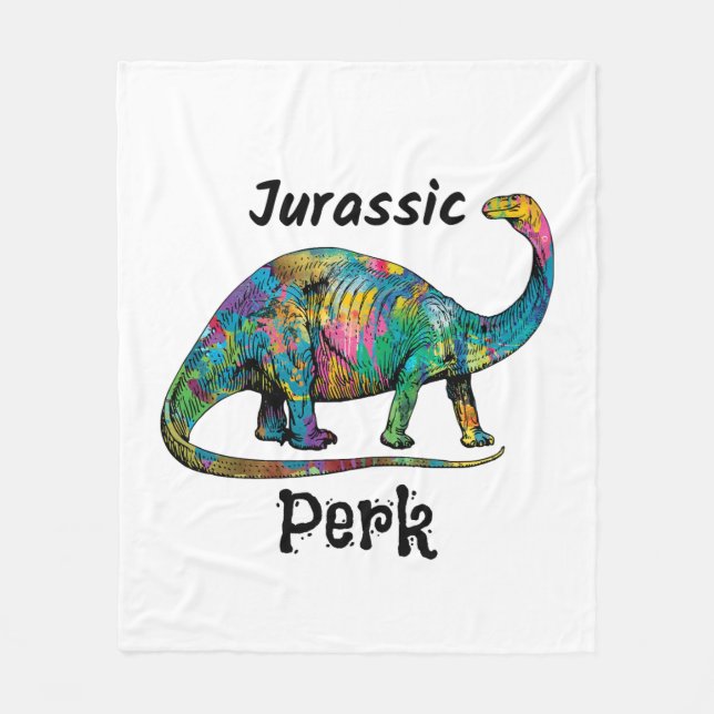 Manta Polar Jurassic Perk Dinosaur Colorido Blanco (Anverso)