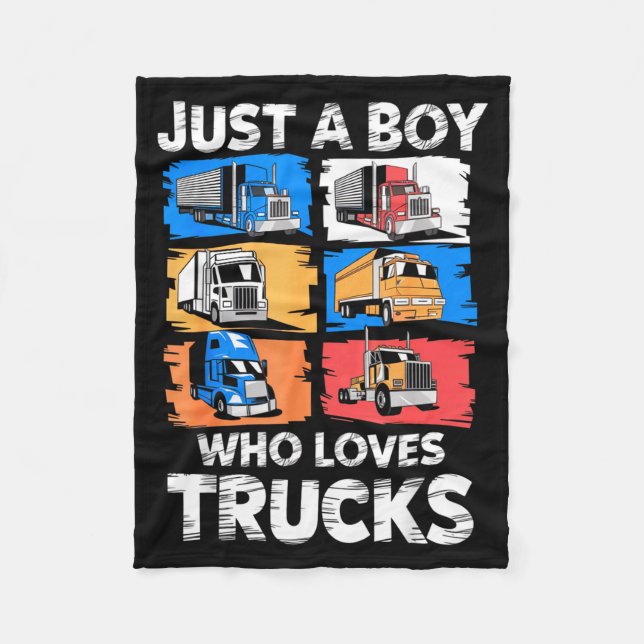 Manta Polar Just A Boy Who Loves Trucks Funny Semi Truck Lover (Anverso)