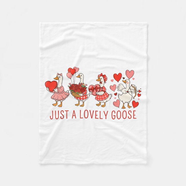 Manta Polar Just A Lovely Goose Valentines Day Cute Heart Goos (Anverso)