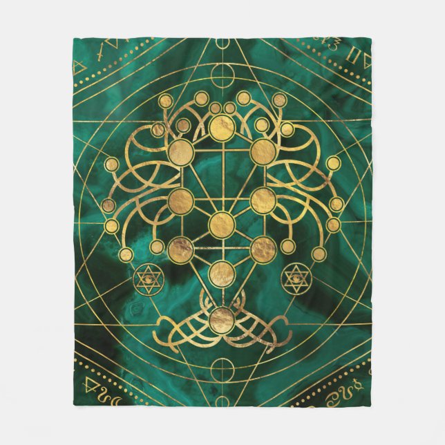 Manta Polar Kabbalah El árbol de la vida - Malaquita (Anverso)