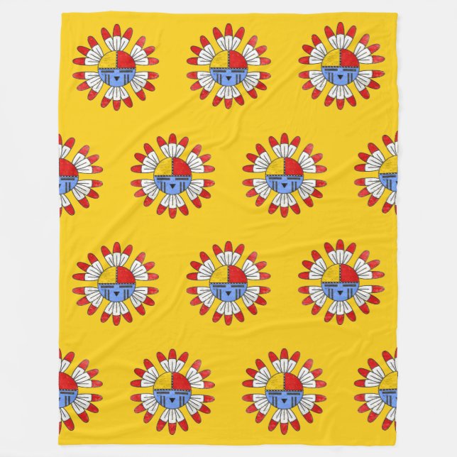 Manta Polar KACHINA Nativa-Estadounidense - Máscara solar TAWA (Anverso)