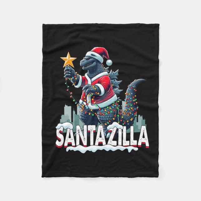 Manta Polar Kaiju Navidades Santazilla Monstruo Japonés Dinosa (Anverso)
