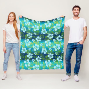 Manta Polar Kalani Tie Dye Mezcla Hibiscus Tropical - Verde az