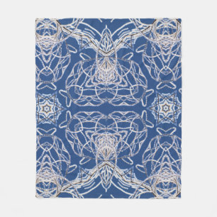 Manta Polar Kaleidoscope Azul brillante, blanco, una sola estr
