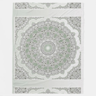 Manta Polar Kaleidoscope Fractal Mandala - verde gris