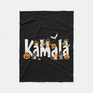 Manta Polar Kamala Halloween Cat Pumpkin Gorra de brujas Lover