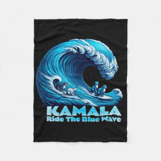 Manta Polar Kamala Harris For President, Blue Wave Surfing Cat