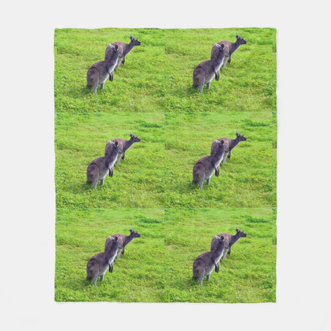 Manta Polar Kangaroos Australianos En La Cama De La Fleece Med (Anverso)