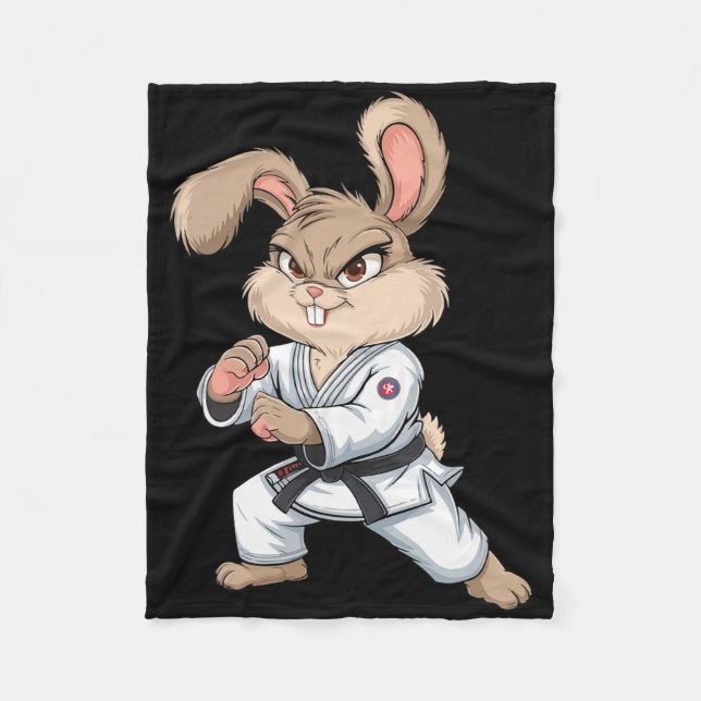 Manta Polar Karate Bunny Conejo De Artes Marciales Funny Para  (Anverso)