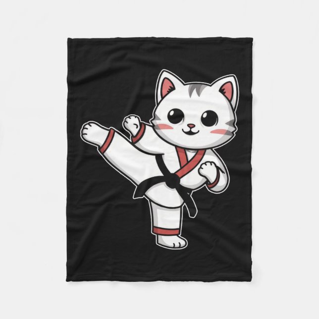 Manta Polar Karate Taekwondo Gracioso Gato Jiu Jitsu Mujeres C (Anverso)