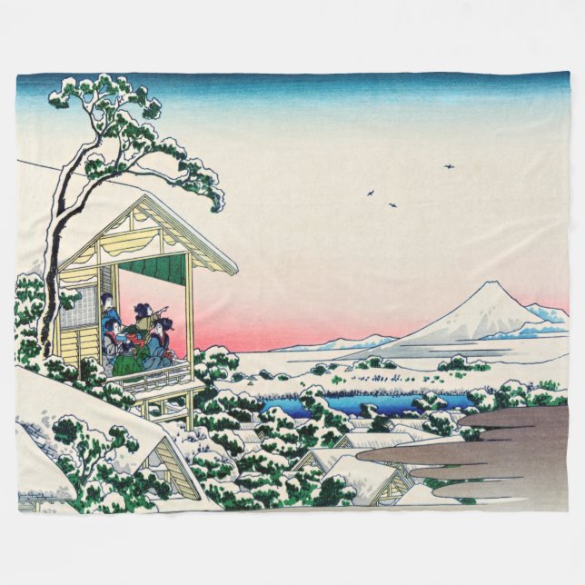 Manta Polar Katsushika Hokusai - Casa de té en Koishikawa (Frente (Horizontal))