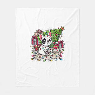 Manta Polar Kawaii Anime Navidades de Frenchie Perro gracioso