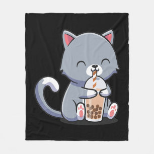 Manta Polar Kawaii Anime Neko regalo de té de Boba Tea Bubble