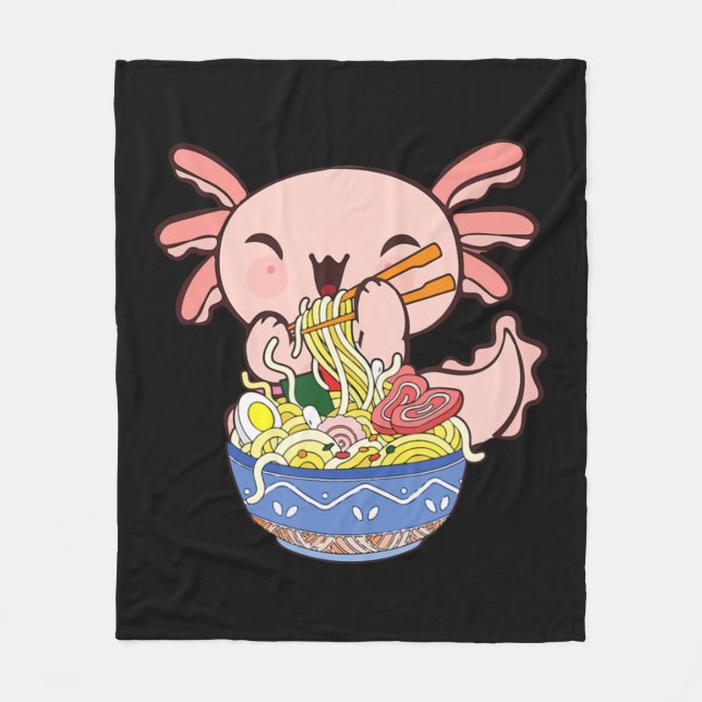 Manta Polar Kawaii Axolotl Ramen Noodles Japoneses Anime Kids  (Anverso)