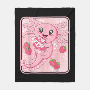 Manta Polar Kawaii Axolotl rosa anime de fresa japonesa