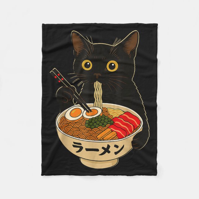 Manta Polar Kawaii Cat Eating Ramen Noodles Funny Anime Gift G (Anverso)