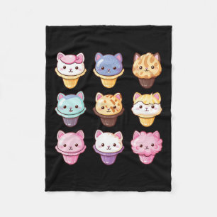 Manta Polar Kawaii Cat Helado Crema de Hielo Dulce Amante de C