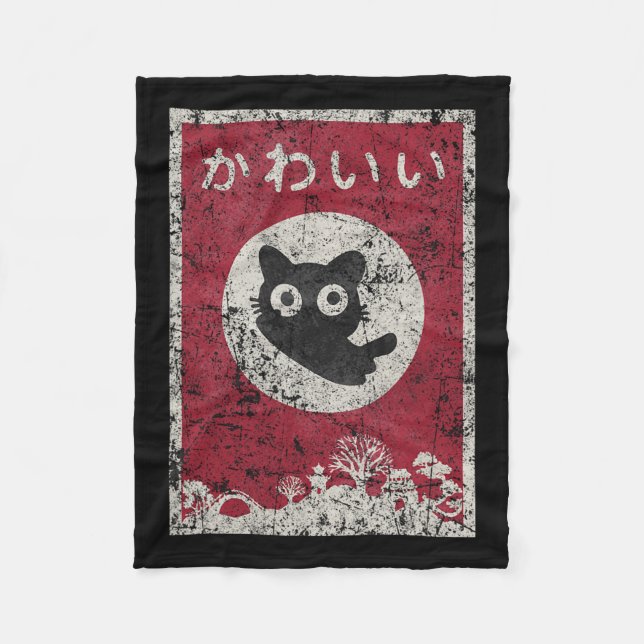 Manta Polar Kawaii Cat Japonesa Anime Cat T Shirt (Anverso)