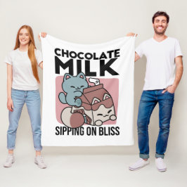 Manta Polar Kawaii Chocolate Milk Cat – Cozy Drink & Cuteness