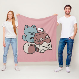 Manta Polar Kawaii Chocolate Milk Cat – Cozy Drink & Cuteness