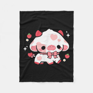 Manta Polar Kawaii Cow Strawberry Cute Chicas De Anime Estétic