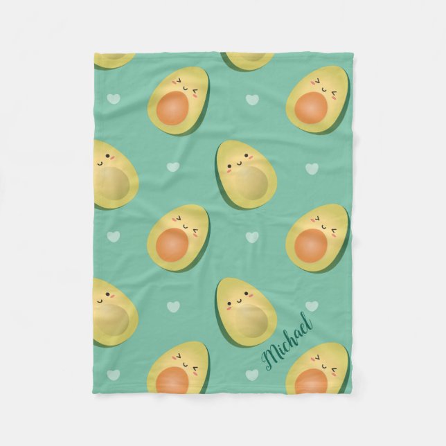 Manta Polar Kawaii Cute Aguacates Patrón Avocuddle (Anverso)
