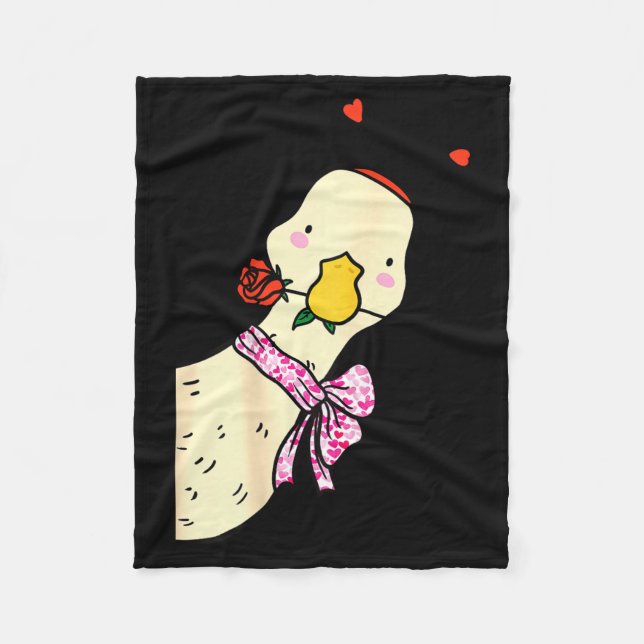 Manta Polar Kawaii Duck Rose Heart Bow Valentine Day Cute Anim (Anverso)