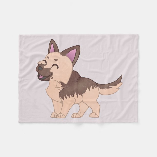 Manta Polar Kawaii German Shepherd Dog (Frente (Horizontal))