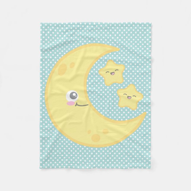 Manta Polar Kawaii Moon y Stars Fleece Blanket (Anverso)