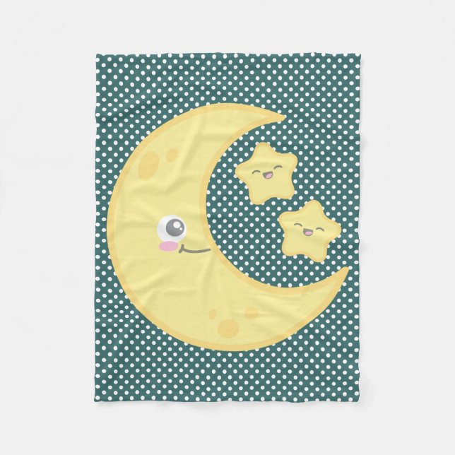 Manta Polar Kawaii Moon y Stars Fleece Blanket (Anverso)