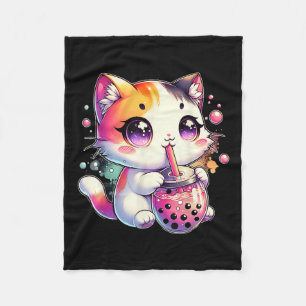 Manta Polar Kawaii Neko Tea de té caliente Anime japonés Kawai