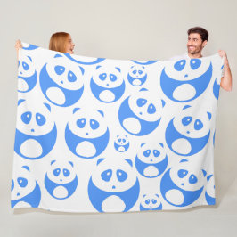 Manta Polar Kawaii Panda Baby Blue and White Pattern