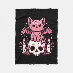 Manta Polar Kawaii Pastel Gótico Cute Creepe Gato Bat Skeleton
