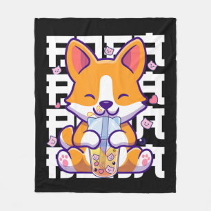 Manta Polar Kawaii Shiba Inu Bubble Tea Boba Regalos animales 