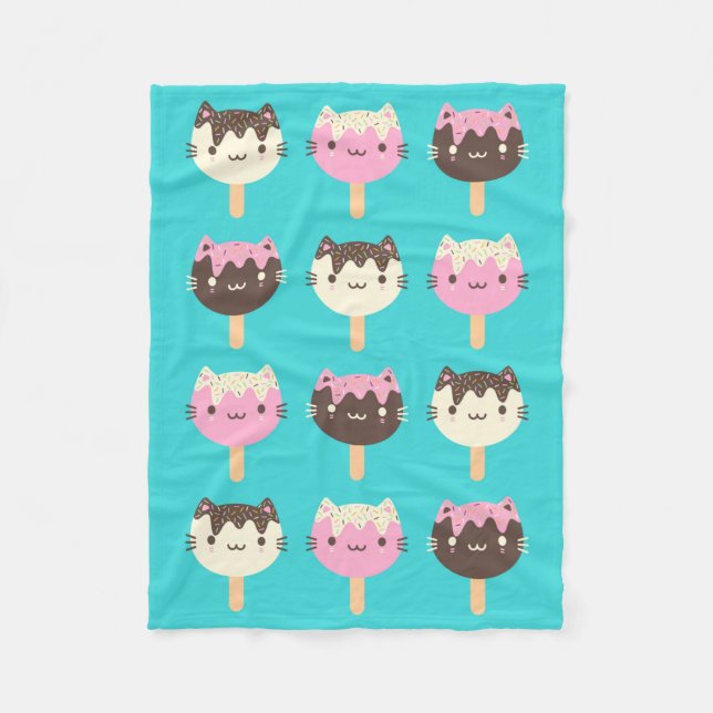 Manta Polar Kawaii Summer Ice Lolly Popsicle Cats (Anverso)