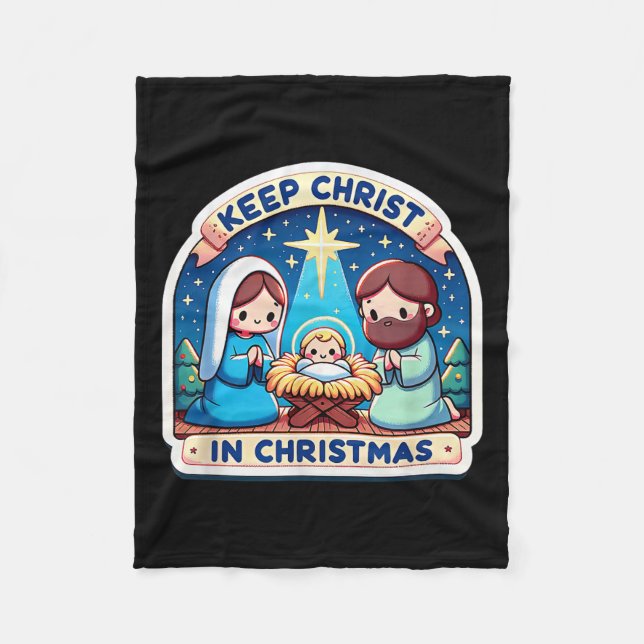 Manta Polar Keep Christ In Christmas Nativity Scene Manger Jes (Anverso)