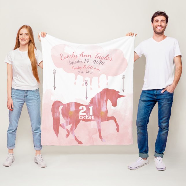 Manta Polar Keepsake Baby Girl Rubor Coral Birat Unicorn (In situ)