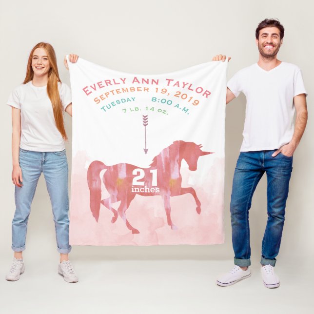 Manta Polar Keepsake Baby Girl Rubor Coral Birat Unicorn (In situ)