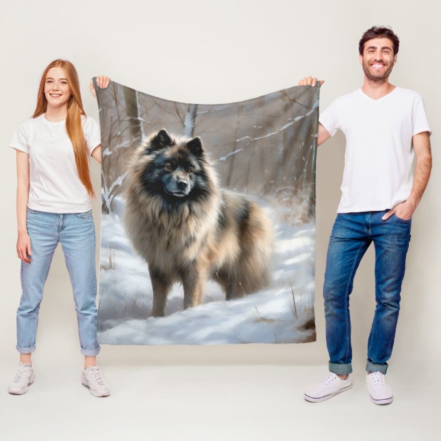 Manta Polar Keeshond Deja que nieve Navidad (In situ)