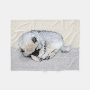 Manta Polar Keeshond Sleeping Pinting Pintura Original De Perr