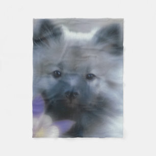 Manta Polar Keeshond y Columbine - Fotografía de perro