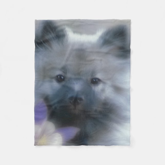 Manta Polar Keeshond y Columbine - Fotografía de perro (Anverso)